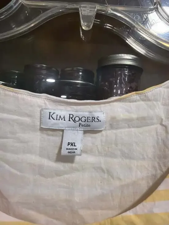 Kim Rogers Petite PXL Yellow and White Striped Sleeveless Tiered Cotton Dress - Picture 2 of 3